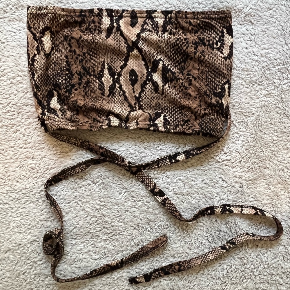 Snake Print Wrap-around crop top